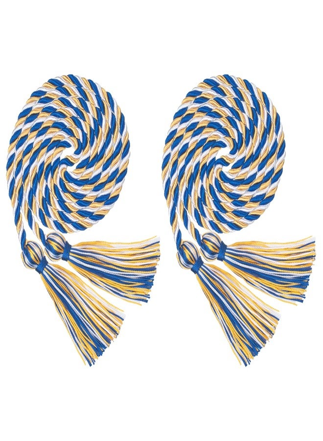 GHGMAO 2PCS Graduation Cords, Gold Blue and White Graduation Cord Rayon Braided Cords for 2026, 68" Long Polyester Yarn Honor Ropes with Tassels for Student Grad Decorations Party Ceremony - Image 1