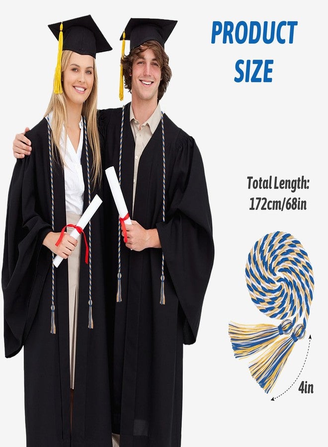 GHGMAO 2PCS Graduation Cords, Gold Blue and White Graduation Cord Rayon Braided Cords for 2026, 68" Long Polyester Yarn Honor Ropes with Tassels for Student Grad Decorations Party Ceremony - Image 2