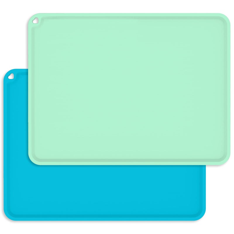 Goldleaf Kids Placemats Silicone Baby Placemats for Kids Toddler Children Reusable NonSlip Table Mats Baby Food Mats for Restaurant 2 Pack BlueBaby Green