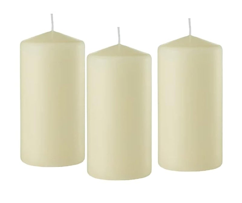 D'light Online Dlight Online 3 X 6 Pillar Inch Candles Set of 12 Bulk Event Pack Round Unscented Premium Wax Pillar Candles for Wedding Spa Party Birthday Holiday Bath and Home Decor 3X6 Ivory - Image 1