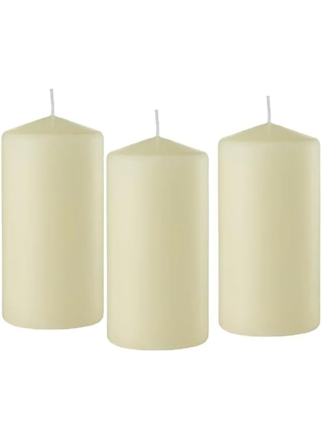 D'light Online Dlight Online 3 X 6 Pillar Inch Candles Set of 12 Bulk Event Pack Round Unscented Premium Wax Pillar Candles for Wedding Spa Party Birthday Holiday Bath and Home Decor 3X6 Ivory - Image 2