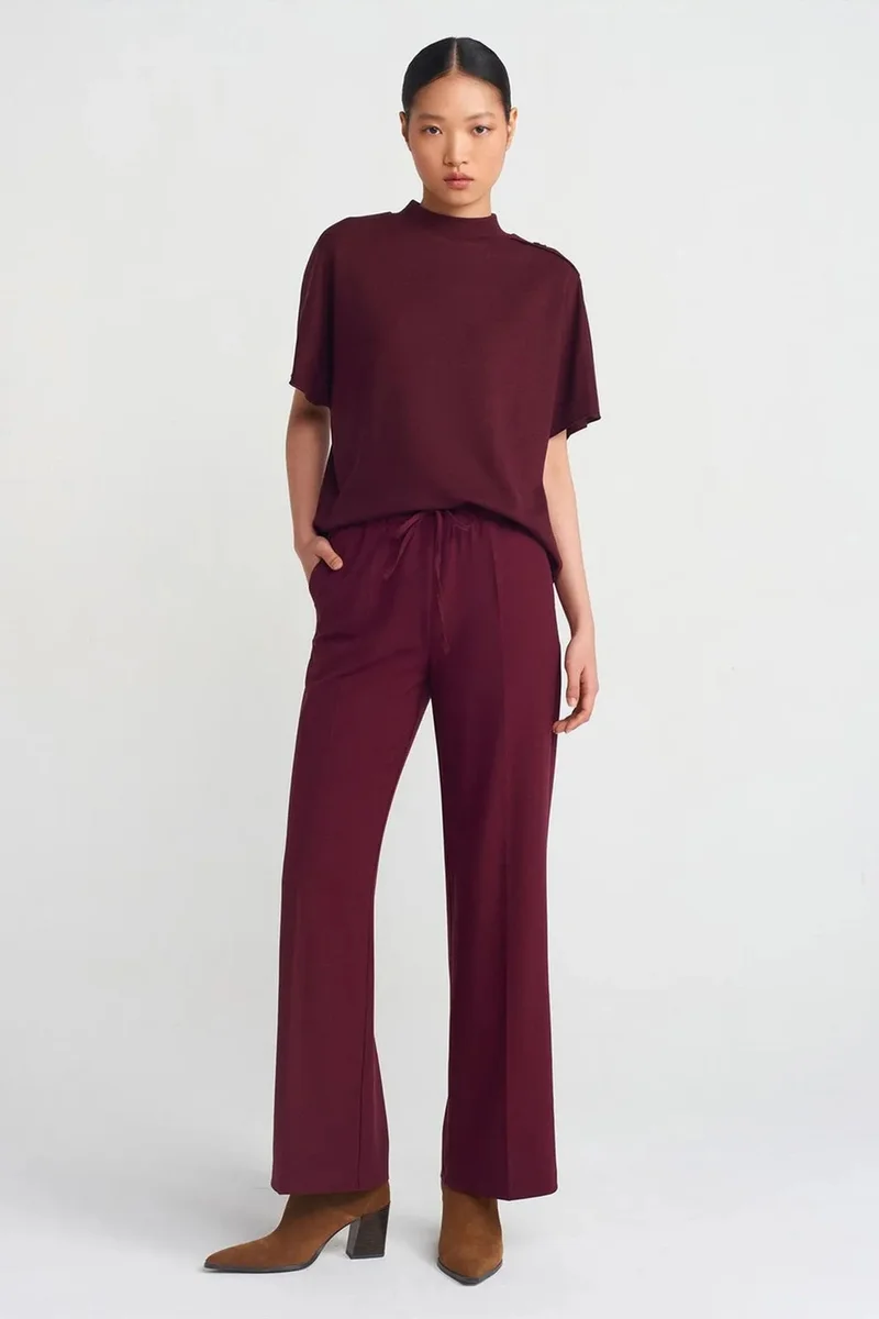 DILVIN Wide-Leg Crepe Trousers