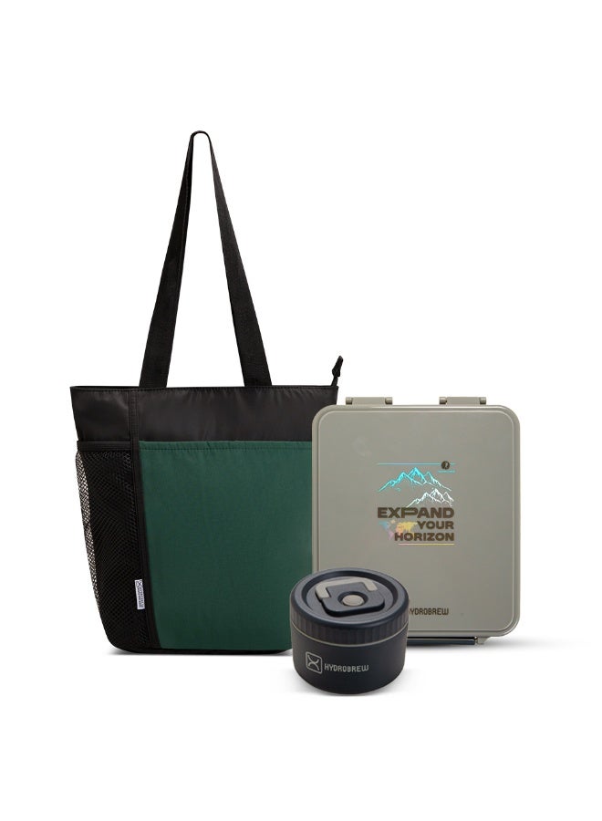 HYDROBREW Bento Lunch Box w/ Lunch Bag, Steel Food Jar - Adventure Sage - Image 1
