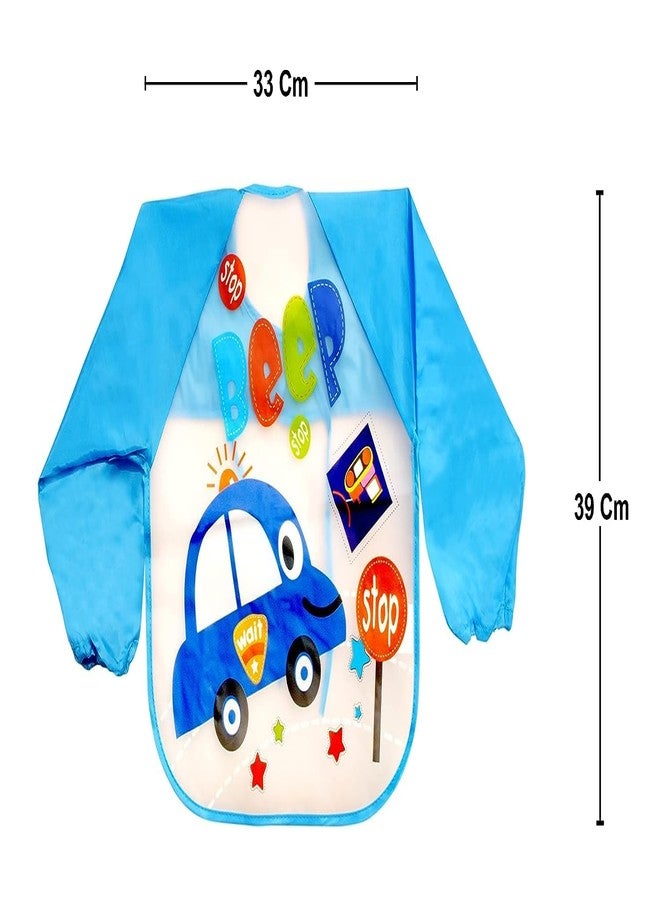 Lappu Full Sleeves Washable Waterproof Bib/Apron with Pocket & Tying Robe| Cute Prints| Quick Dry PVC Baby Bibs for Newborns/Infants/Toddlers/Babies (0-36months) (Plastic Blue Green) - Image 3