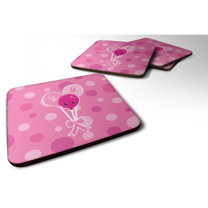 Caroline's Treasures ""Caroline's Treasures Breast Cancer Awareness Ribbon Balloons Foam Coaster Set of 4  3.5  Multicolor"" 