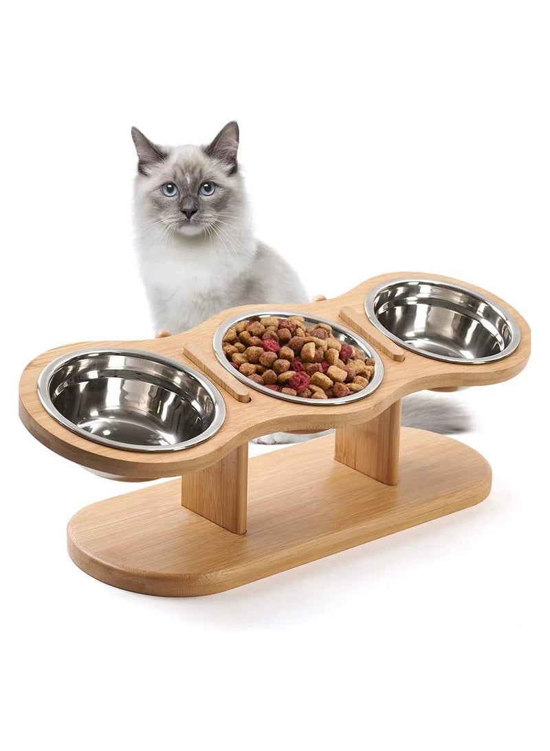 عام حامي عنق القط ، حوض الطعام ، أسرة القط ثلاثة أوعية ، قوس خشبي ، حوض الأرز ، رف وعاء الحيوانات الأليفة ، رف وعاء الحيوانات الأليفة ، ثلاثة في واحد. - Image 1