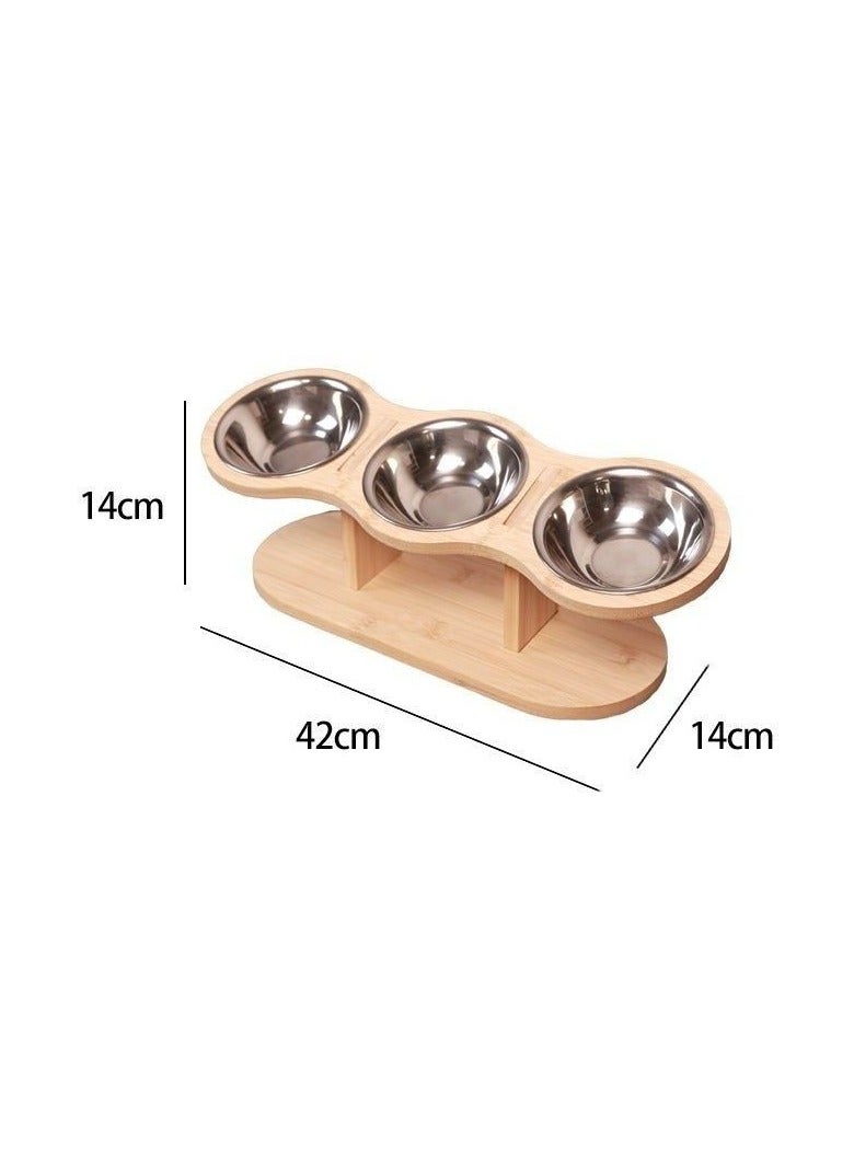 عام حامي عنق القط ، حوض الطعام ، أسرة القط ثلاثة أوعية ، قوس خشبي ، حوض الأرز ، رف وعاء الحيوانات الأليفة ، رف وعاء الحيوانات الأليفة ، ثلاثة في واحد. - Image 2