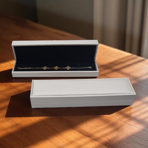 DIAcheck Jewellery Box with Premium PU Finish, Black Suede Interior (Chain or Bracelet, 8.5 x 2.25) - Image 3