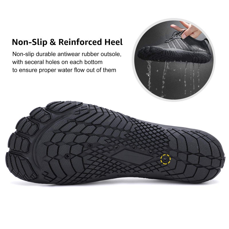 Racqua Pool Shoes Quick Dry Barefoot Water Aqua Sport Beach Swim Surf Hiking Diving Walking for Men Women Black 12 W/11 M - Image 5