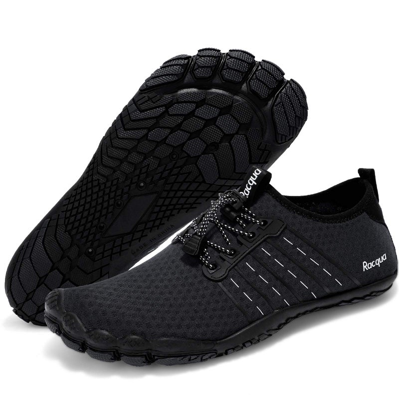 Racqua Pool Shoes Quick Dry Barefoot Water Aqua Sport Beach Swim Surf Hiking Diving Walking for Men Women Black 12 W/11 M - Image 1
