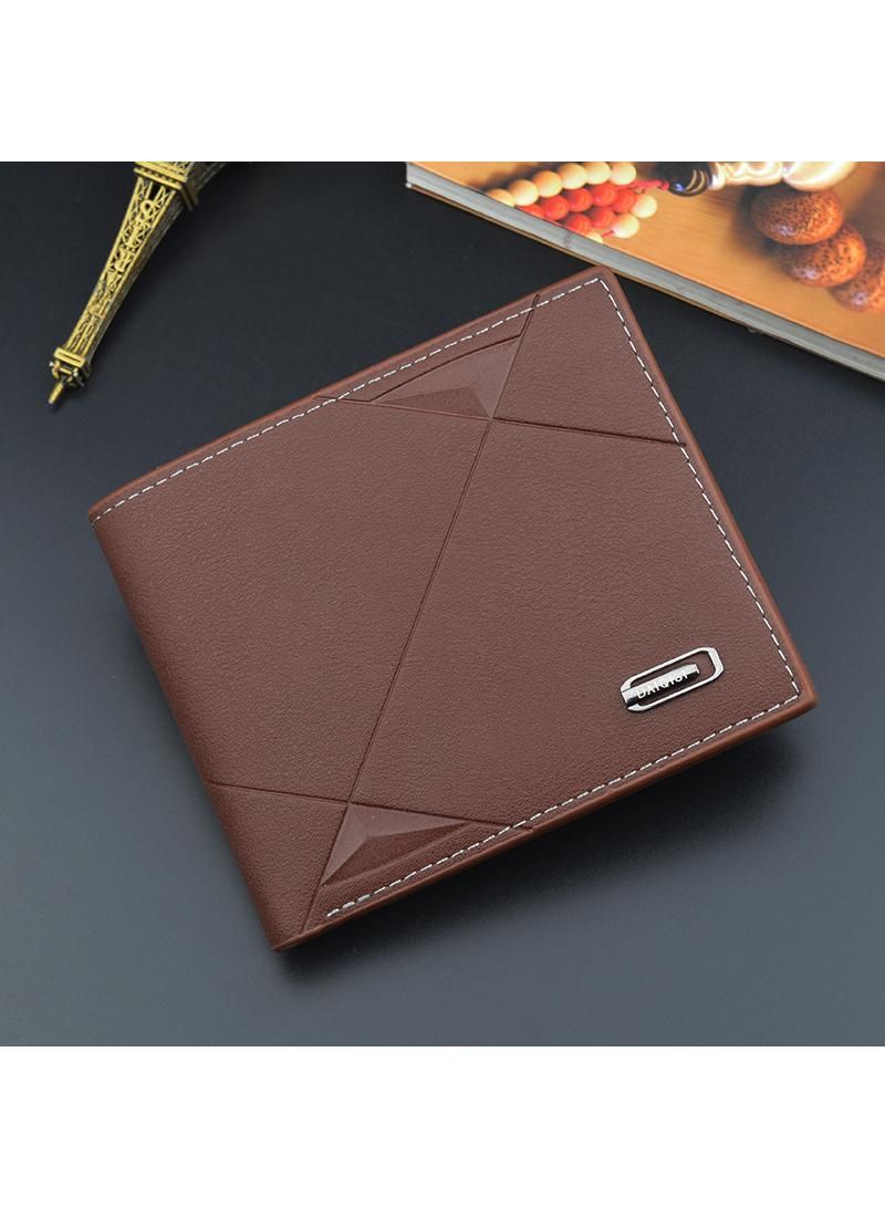 Light Coffee Short Bifold Faux Leather Masculina Billetera Credit ID Card Holder Wallet Billfold Purse Clutch Solid Hombre Business Slim