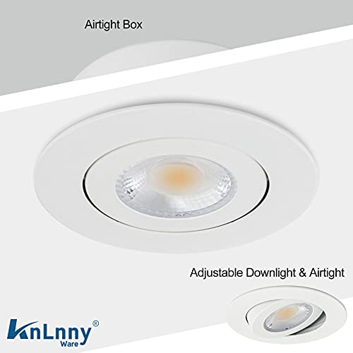 KnLnny Ware Gimbal Recessed Lighting 4 Inch 6 Pack, LED Recessed Light Dimmable with Junction Box,Adjustable Recessed Lighting, Air Tight,ETL Listed,9W 750LM,5 CCT Selectable - Image 2