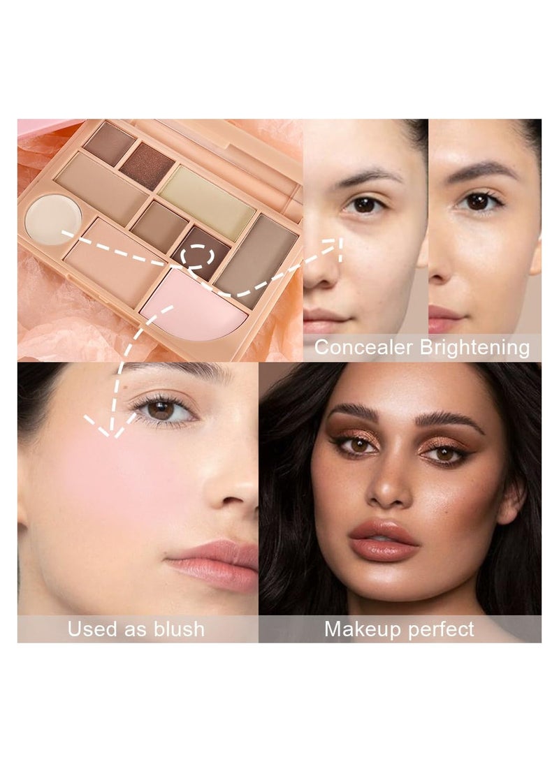 SYOSI Makeup Palette - All-in-One 10-Color Conceal, Contour, Blush, Eyeliner, and Eyeshadow Palette with Mirror. Highly Pigmented Matte. Warm Nude and Bronze Tones for a Natural Look. - Image 4