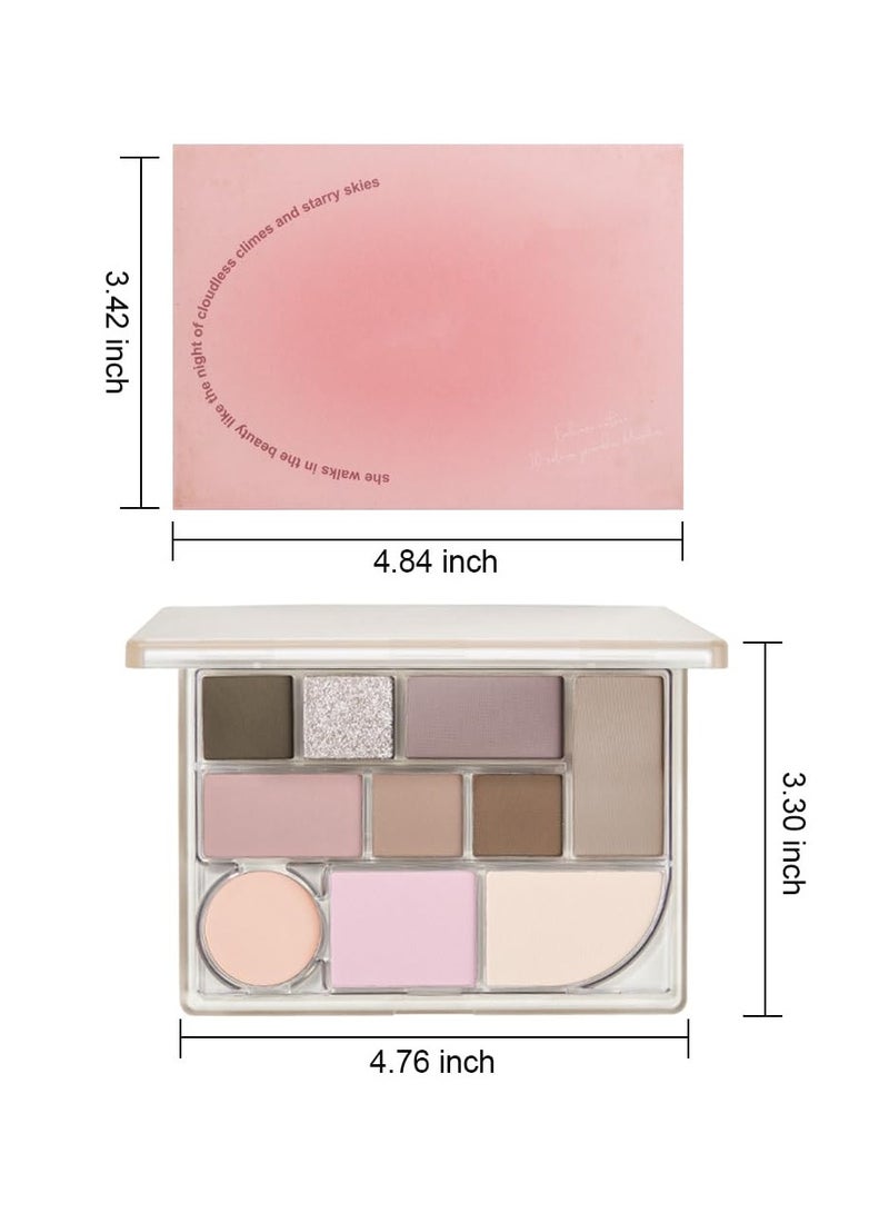 SYOSI Makeup Palette - All-in-One 10-Color Conceal, Contour, Blush, Eyeliner, and Eyeshadow Palette with Mirror. Highly Pigmented Matte. Warm Nude and Bronze Tones for a Natural Look. - Image 2