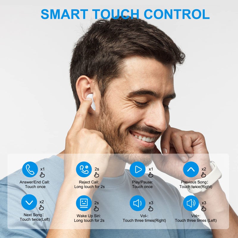 ACAGET Wireless Earbuds for iPhone 17 16 15 Pro Max 14 13 12 11 XR Bluetooth Headphone Pocket Size Lightweight Stereo Earphones Built-in Mic Noise Canceling USB C Headphone for Samsung Galaxy S25 S24 S23 - Image 5