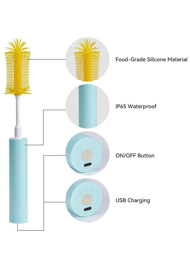 Lemon Electric Bottle Brush Cleaner, Electric Baby Bottle Brush Set with Nipple & Straw Brush, 2 Modes & 360° Rotation  - Image 2