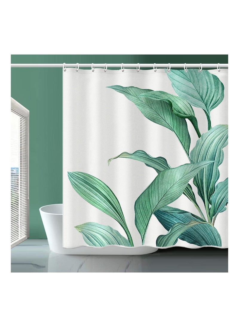 Banana Leaf Fabric Shower Curtain, (72 "X 72") Tropical Green Curtain Waterproof Bathroom Decor Jungle for - Image 1