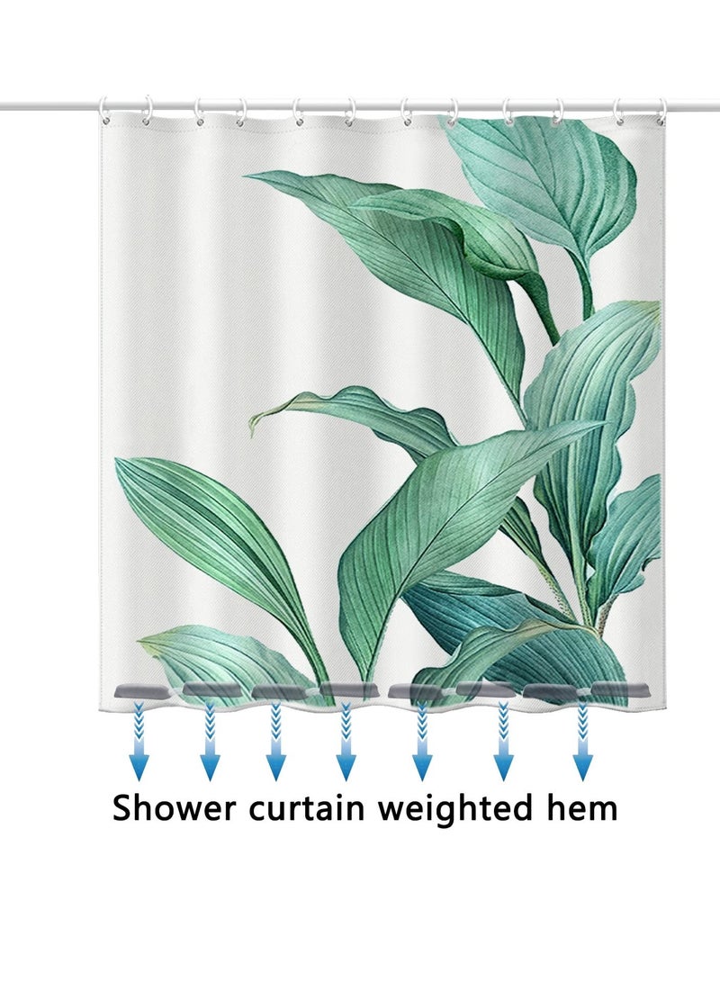 Banana Leaf Fabric Shower Curtain, (72 "X 72") Tropical Green Curtain Waterproof Bathroom Decor Jungle for - Image 4