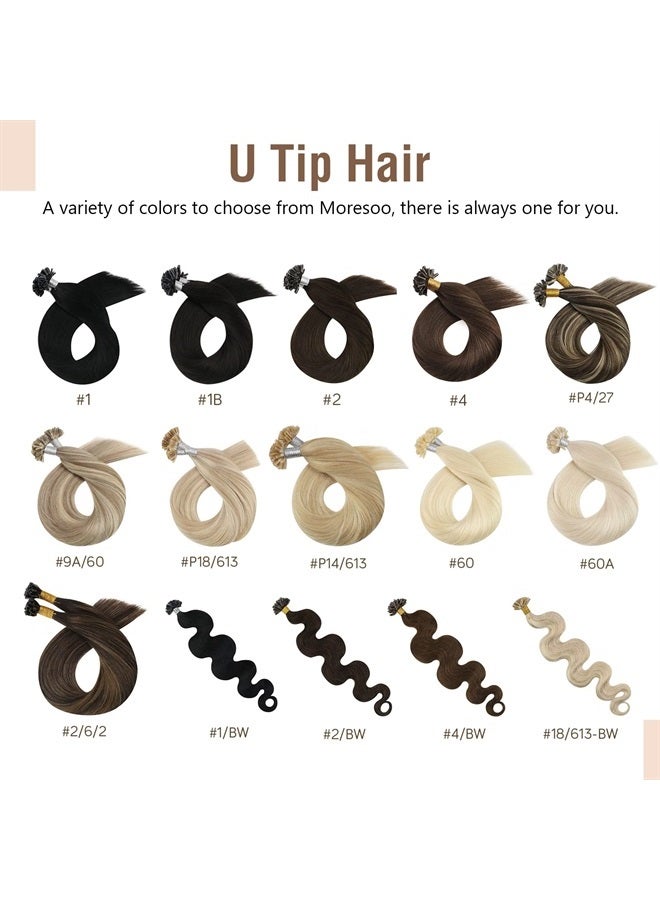 Moresoo Keratin Hair Extensions White Blonde U Tip Hair Extensions Human Hair Keratin Utip Hair Extensions Human Hair Blonde U Tip Human Hair Extensiosn 50S/50G 18 Inch - Image 5