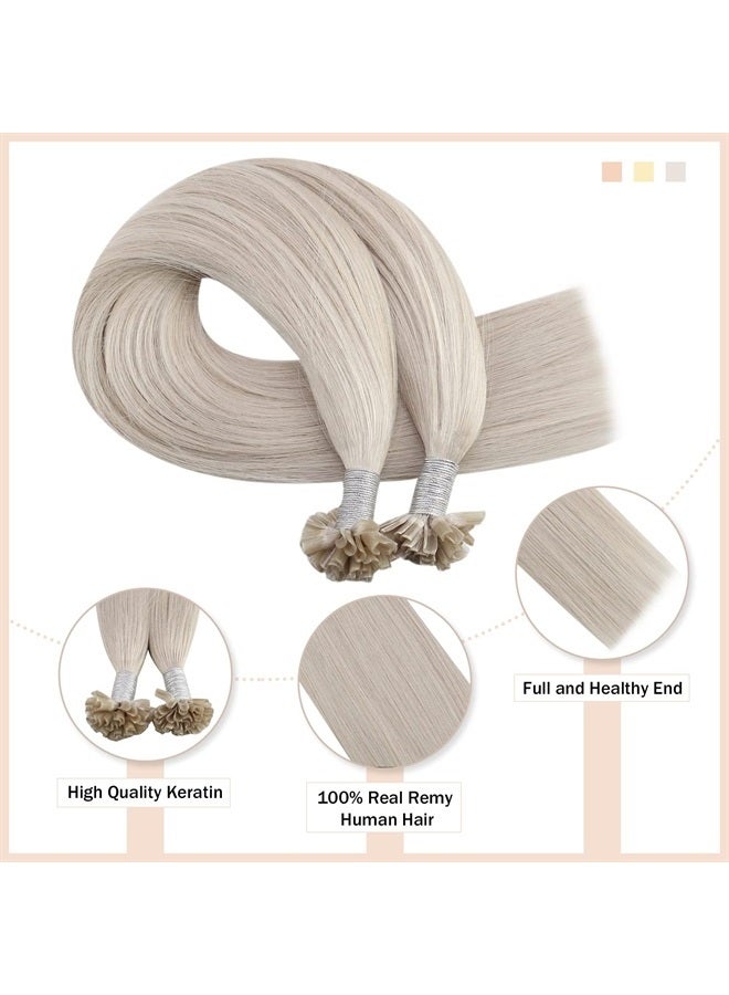 Moresoo Keratin Hair Extensions White Blonde U Tip Hair Extensions Human Hair Keratin Utip Hair Extensions Human Hair Blonde U Tip Human Hair Extensiosn 50S/50G 18 Inch - Image 4