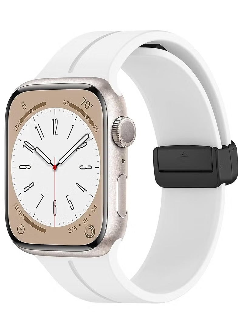 Generic - Magnetic for Apple Watch Band 49mm 45mm 44mm 42mm Women men,Silicone Sport Strap Replacement WristBands for Apple Watch Series 9/ultra 2/8/ultra/7/SE/SE 2nd/6/5/4/3/2/1,iWatch Bands - Image 1