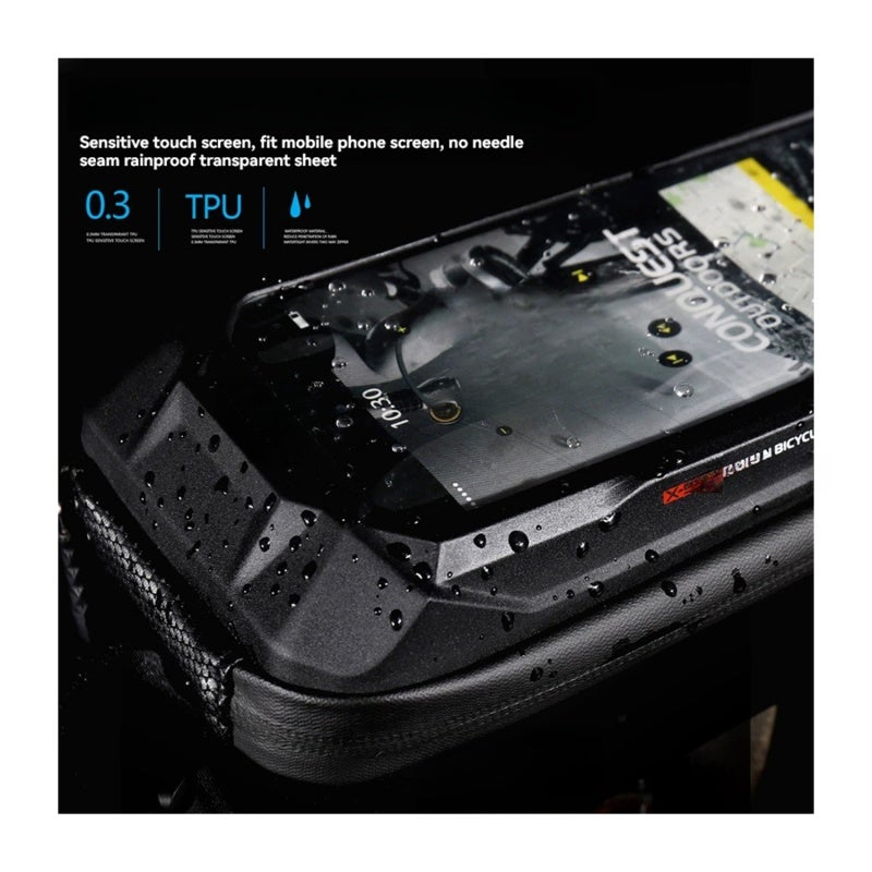 WILD MAN Mountain Bike Front Beam Bag: 6.7 Inch Touchscreen Compatible - Waterproof Durable EVA Hard Shell, Compartment Design With Adjustable Velcro Straps for Road & Mountain Cycling Riding - Image 3