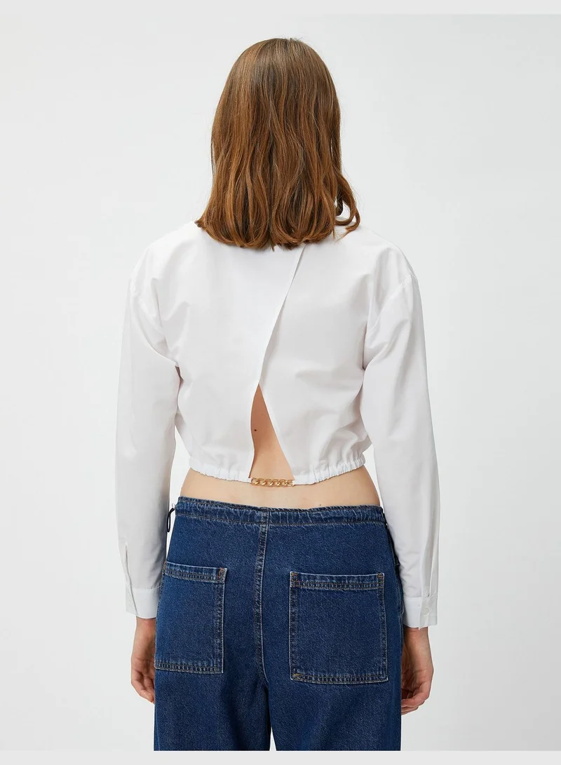 كوتون Shirred Waist Back Detail Crop Shirt