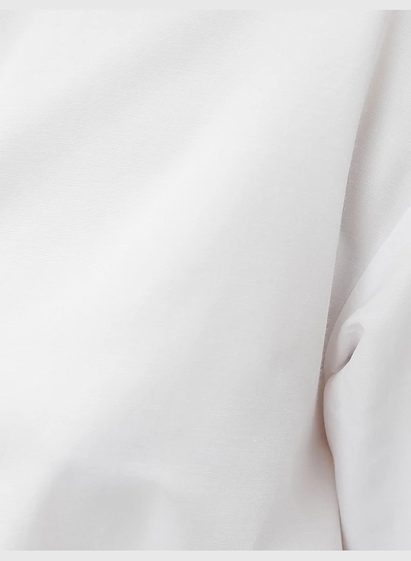 كوتون Shirred Waist Back Detail Crop Shirt