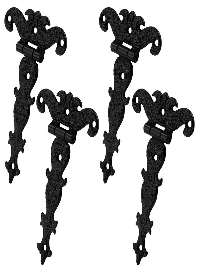 Cionyce 4Pcs Tee-Strap Hinges Heavy Duty Hinges Hardware Antique Black Decorative Hinges for Barn Door,Gate with Screws (4.33" *2.75") - Image 2