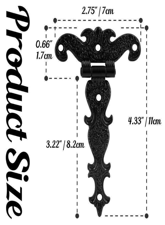 Cionyce 4Pcs Tee-Strap Hinges Heavy Duty Hinges Hardware Antique Black Decorative Hinges for Barn Door,Gate with Screws (4.33" *2.75") - Image 5