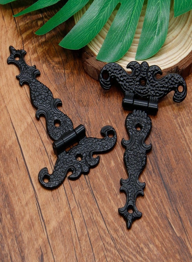 Cionyce 4Pcs Tee-Strap Hinges Heavy Duty Hinges Hardware Antique Black Decorative Hinges for Barn Door,Gate with Screws (4.33" *2.75") - Image 4