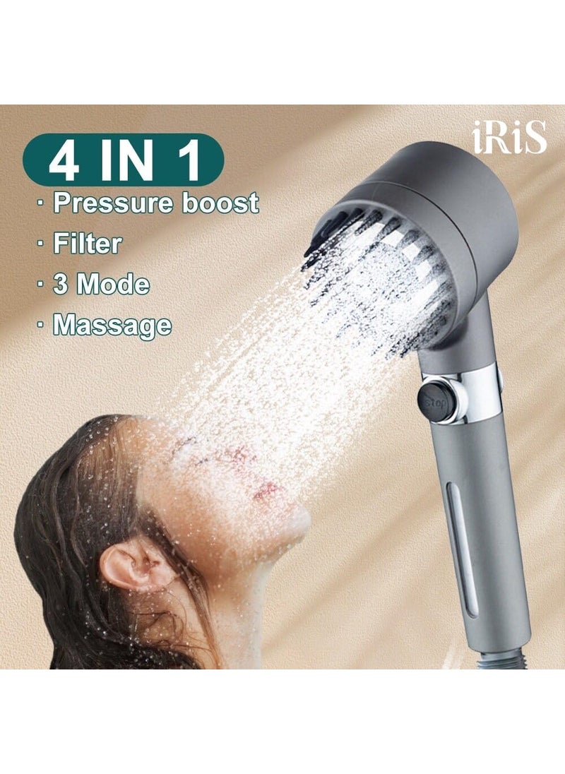 IRIS iRiS Handheld Shower Black Filtered Water High Pressure 3 Gear Spray and Convenient Pause Switch for Ultimate Shower Experience  - Image 5