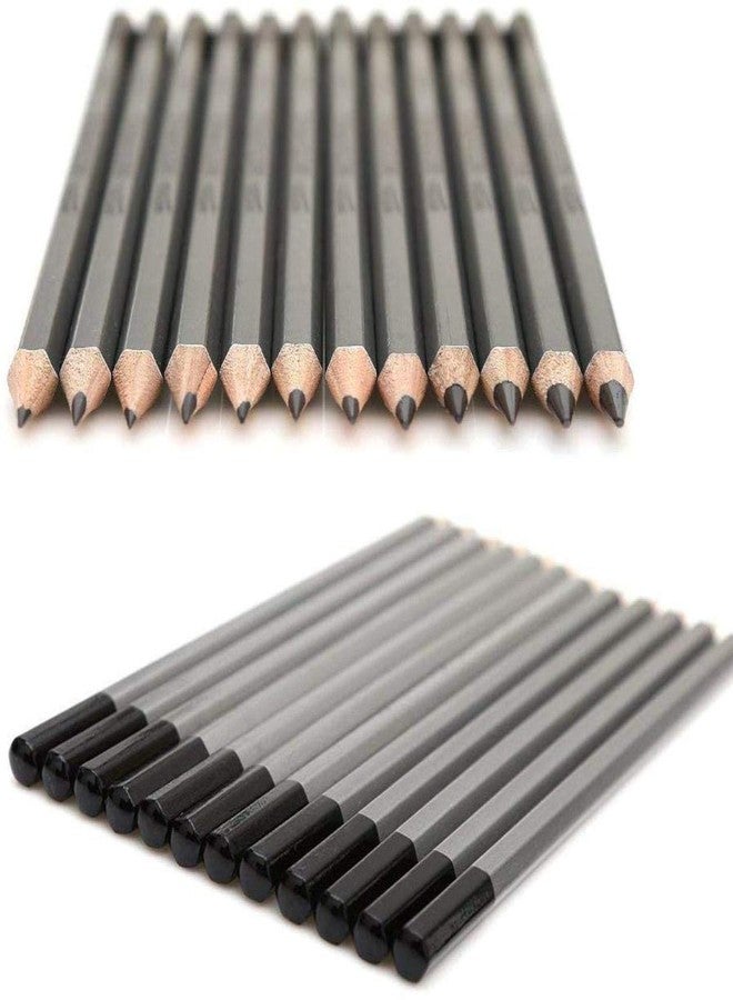 Definite أقلام رصاص جرافيت للرسم من Definite Art للفنانين والطلاب مع أدوات مزج فنية ورقية، وموسع قلم رصاص مزدوج الجوانب بطول 13 سم (عبوة من 24 قلم رصاص، و6 أدوات مزج، وموسع قلم رصاص) - Image 5