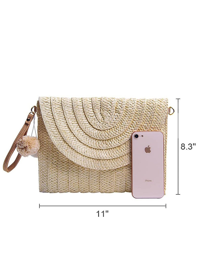 KASTWAVE Women's Straw Clutch Purse Summer Beach Bags Envelope Wallet Woven Handbags  - Image 2