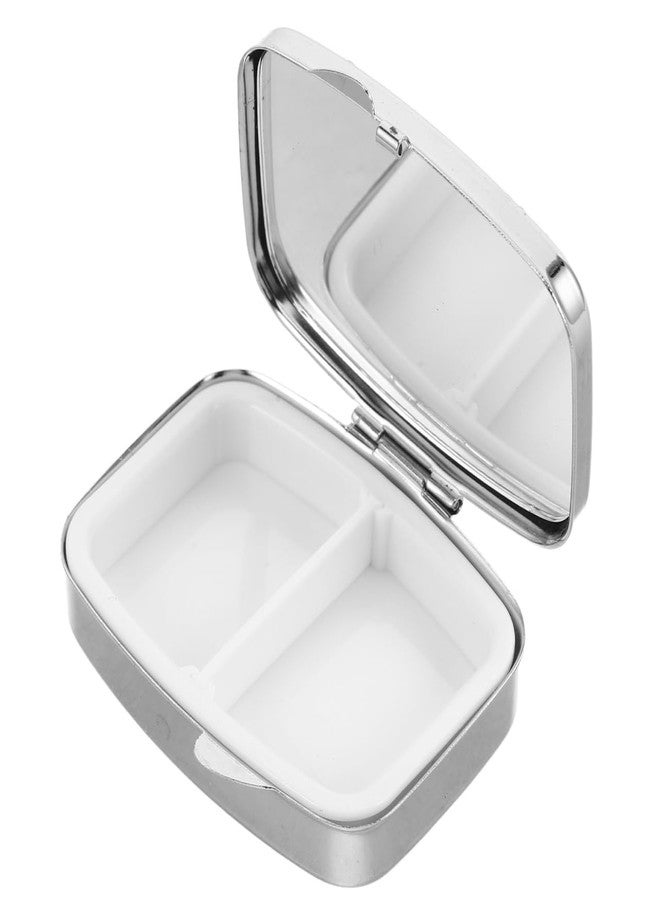 OATIPHO Bling Mini Pill Organizer Rhinestone Compact Travel Medicine Case 2-Compartment Portable Daily Pill Box and Supplements Holder - Image 2