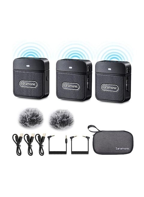 Saramonic Wireless Lavalier Microphone Blink100 B2 2.4GHz Dual Wireless Lapel Microphone For Cameras Smartphone DSLR Recording Vlog Noise Reduction 10-Hour Battery Life Transmitter 2 + Receiver 1