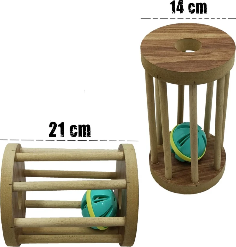Tineke Wooden Caged Rattle Cat Toy Entertainment 1 Piece