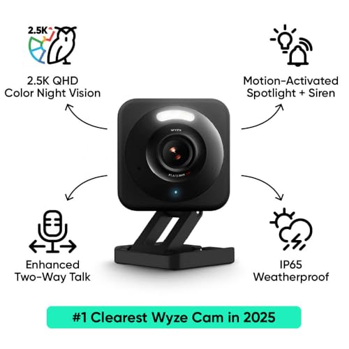 WYZE Cam v4 (Latest Model), 2.5K AI Security Camera, Indoor/Outdoor Cameras for Home Security, Baby Monitor & Pet Camera, Color Night Vision, No Subscription Required, Free Expert Help (2 Pack) - Image 2