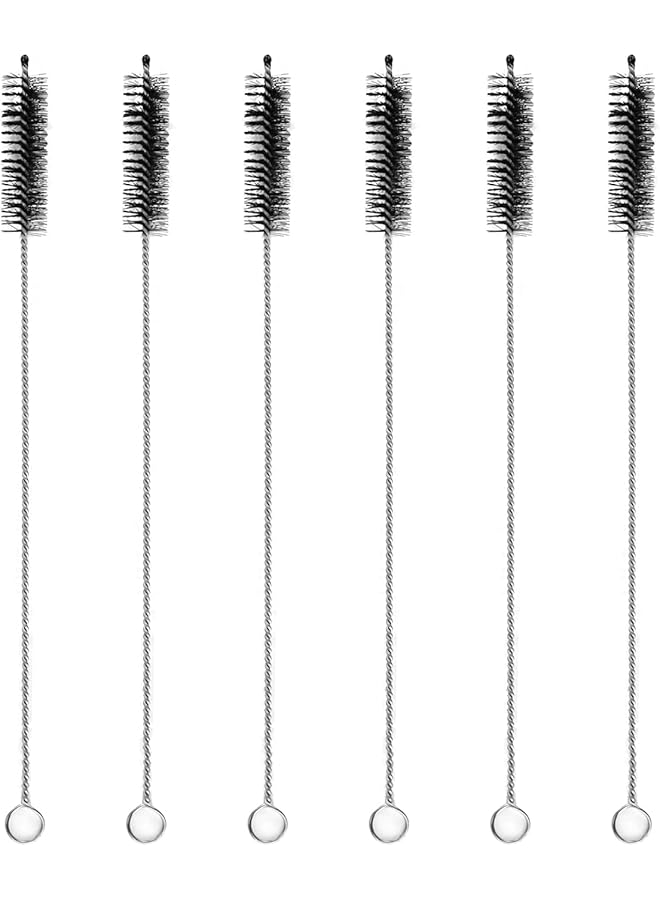promass Straw Cleaner Brush Set Bendable Brush Nylon Bristles Stainless Steel Handle Be Used to Clean Pipe, Narrow Tube, Coffee Pot, and Other Hard to Access Corners(200 * 50 * 10 Black Brush*6) - Image 1