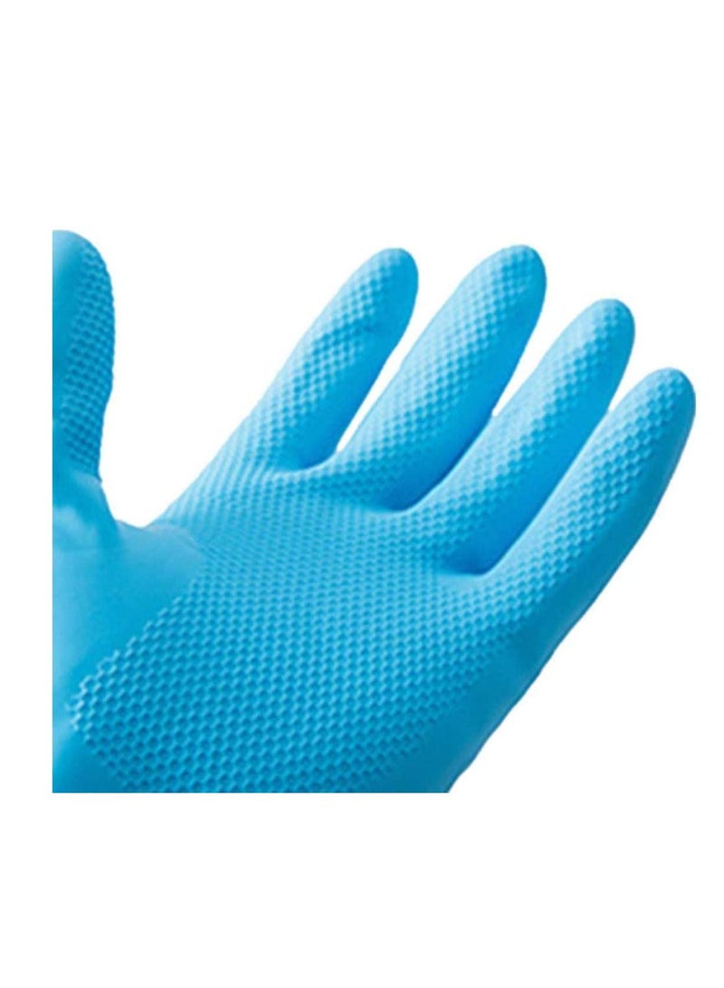 1 Pair of Rubber Gloves for Pond Gutter Drain Cleaning - Long Arm One Size – Blue Pattern Antiskid Sleeve Waterproof - Image 5