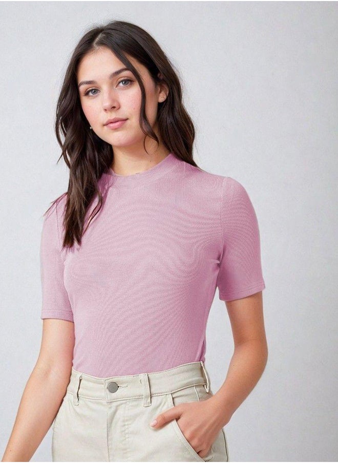Kotty Ribbed High Neck Slim Fit T-Shirt  - Image 2