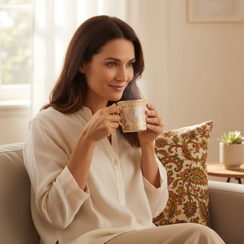 UPC U.P.C. Ceramic Tea Cups Set of 6| Microwave & Dishwasher Safe Cup Set of 6 for Tea & Coffee | Premium Coffee Mugs Set of 6 | Stylish Cups & Mugs for Home & Office with Bone-Ash Free-150ml. - Image 5
