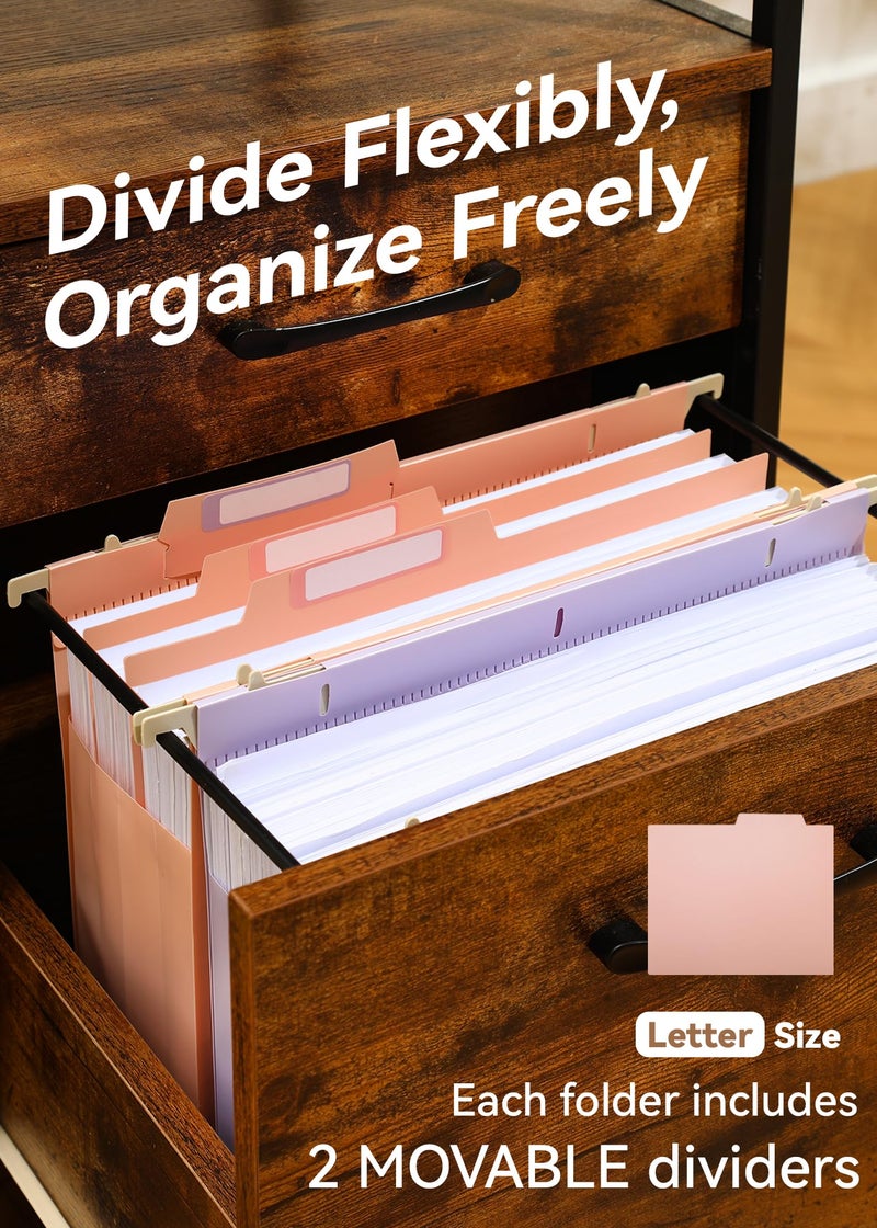 SortRax Plastic High Capacity Hanging File Folders, 4" Expansion for Bulky Documents, Side-Sealed Pocket, Holds Heavy Files, Letter Size, Movable Dividers, Insertable Tabs, 6 Pack, Pastel Colors - Image 4