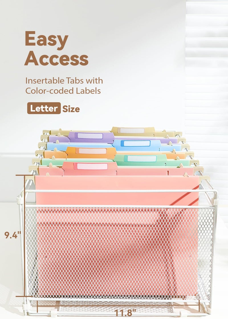 SortRax Plastic High Capacity Hanging File Folders, 4" Expansion for Bulky Documents, Side-Sealed Pocket, Holds Heavy Files, Letter Size, Movable Dividers, Insertable Tabs, 6 Pack, Pastel Colors - Image 5