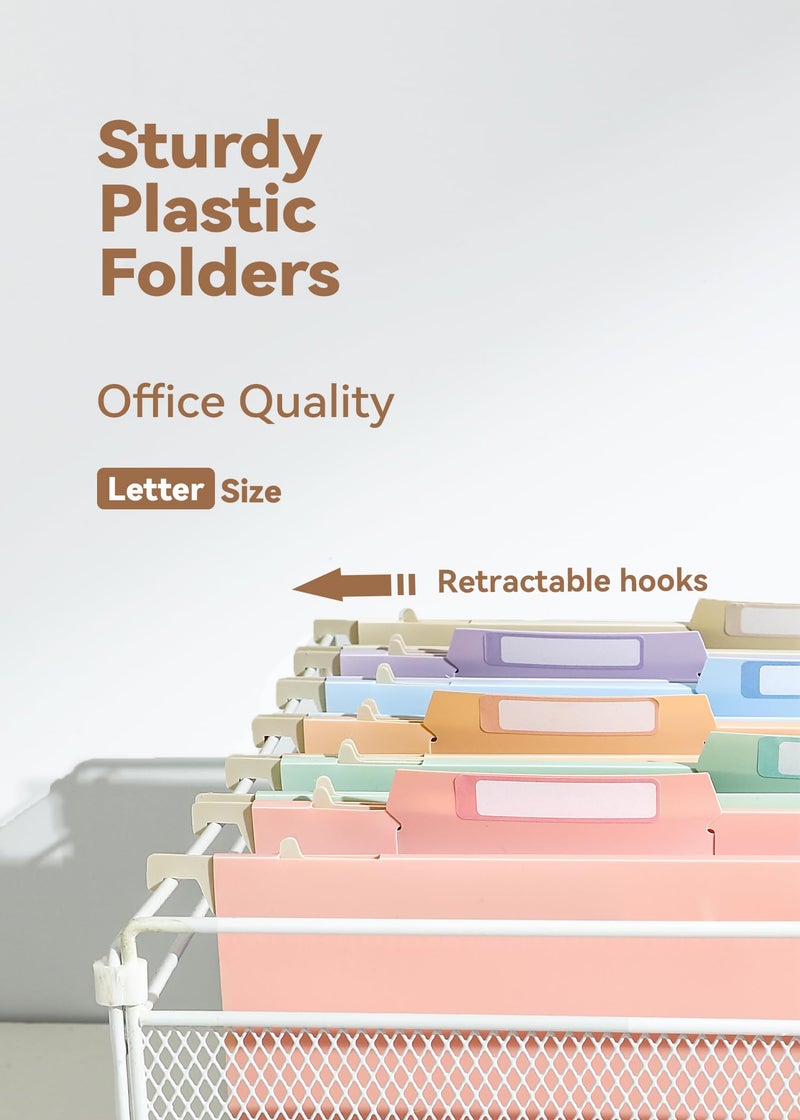 SortRax Plastic High Capacity Hanging File Folders, 4" Expansion for Bulky Documents, Side-Sealed Pocket, Holds Heavy Files, Letter Size, Movable Dividers, Insertable Tabs, 6 Pack, Pastel Colors - Image 3