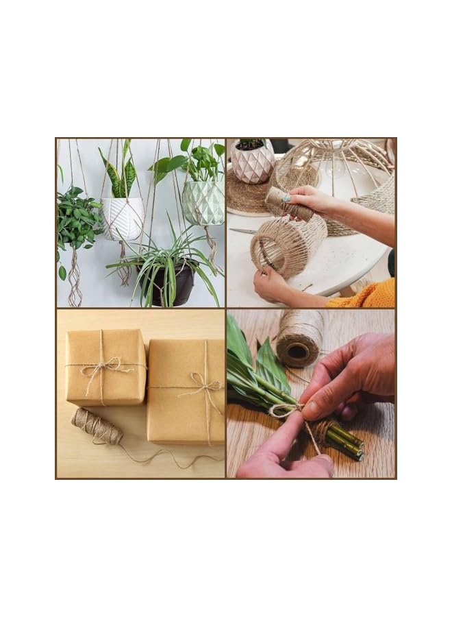jute Twine String 2mm, 100M Natural Jute Rope, 2Ply Durable Jute Twine Heavy Duty For Crafts, Gift Wrapping, Gardening, Packing, Picture Display, Wedding, Christmas Decoration, Ornament