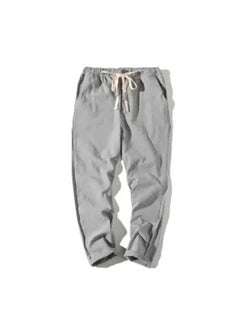 Mens Casual Linen Cropped Pants Loose Cotton Summer 35 light gray (only 30 special offers left)