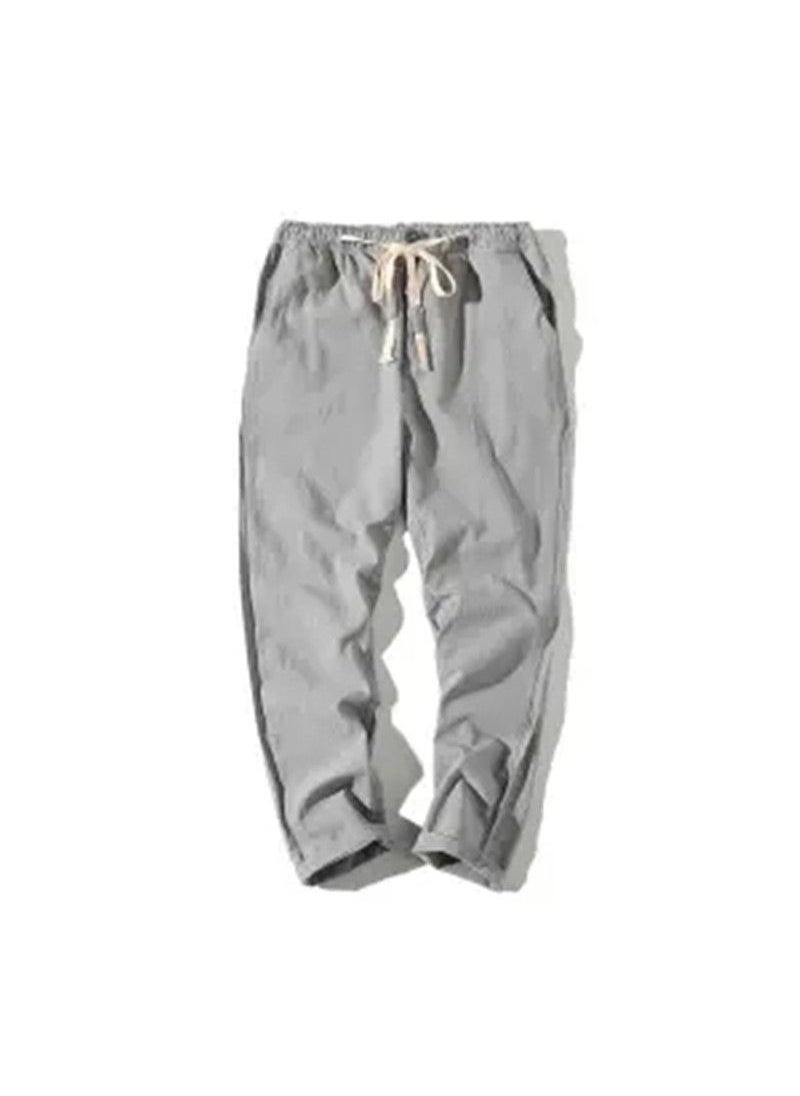 Generic - Mens Casual Linen Cropped Pants Loose Cotton Summer 35 light gray (only 30 special offers left) - Image 1