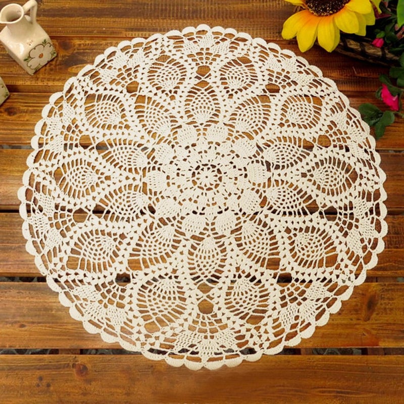 Laivigo New Handmade Crochet Lace Round Table Cloth Doilies Doily24 InchWhite