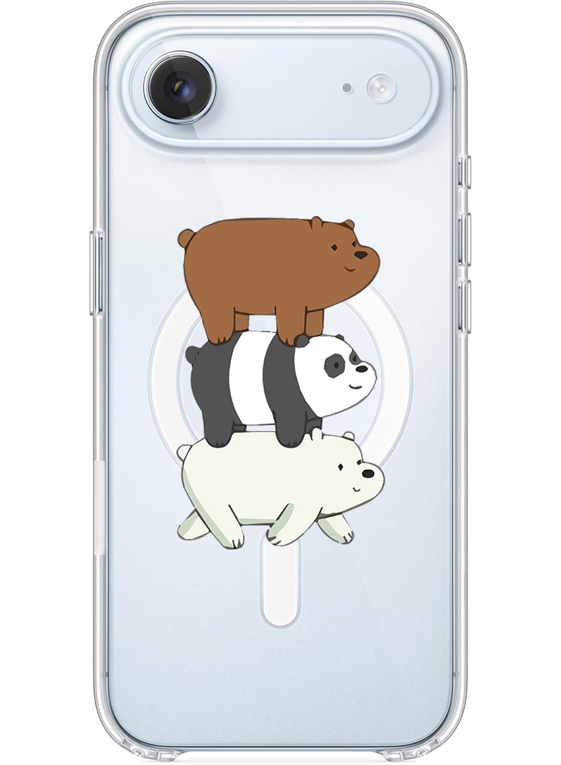 Theodor Magnetic Case for Apple iPhone 17 Air Compatible with MagSafe Wireless Charging, Shockproof Phone Bumper Cover - Three Panda-01 - Image 1